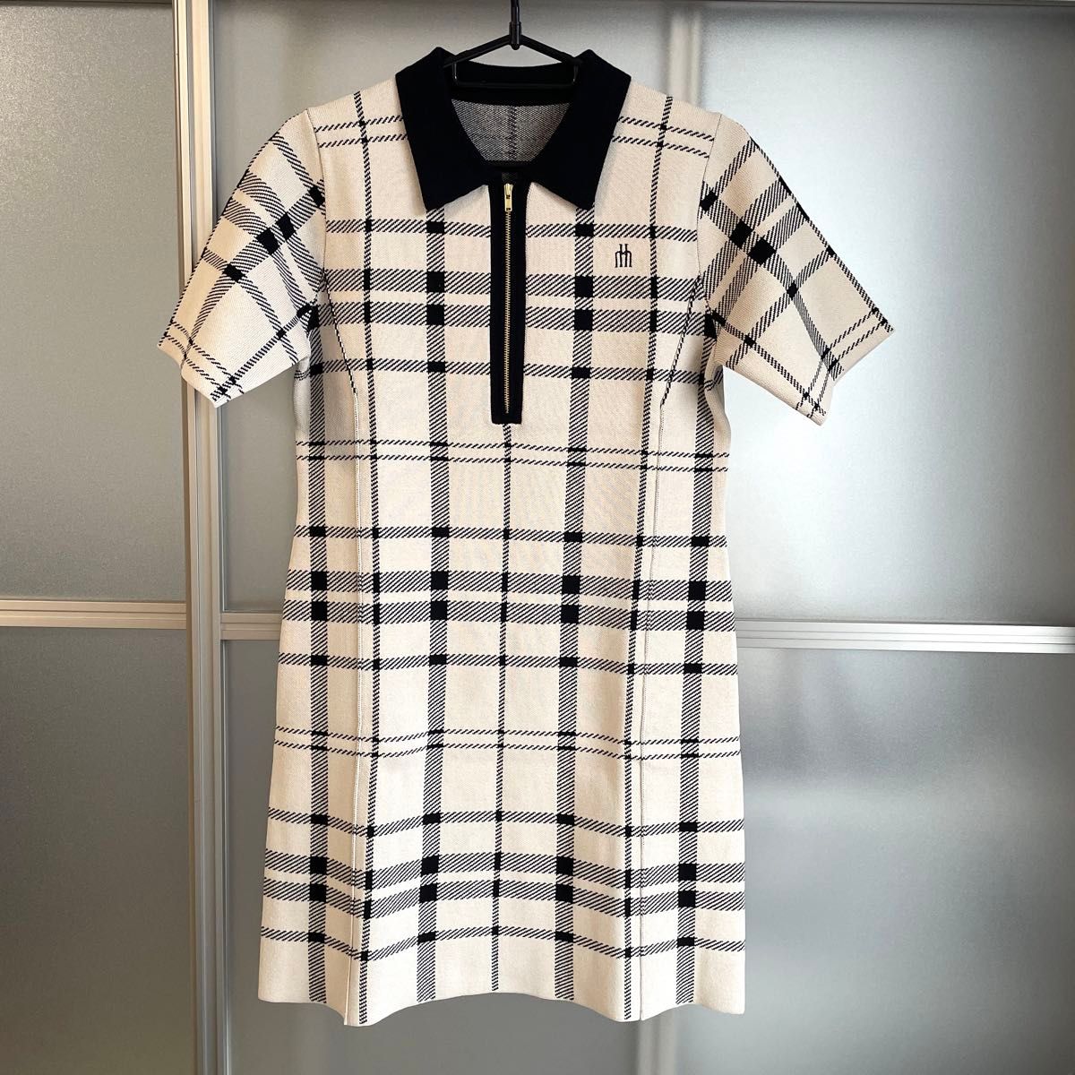 新品 her lip to Trois Logo Knit Mini Dress チェック ニット ミニ
