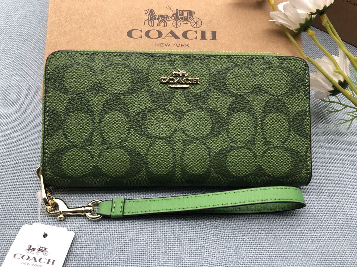 COACH 財布 コーチ 長財布 グリーン 新品未使用 レディース プレゼント