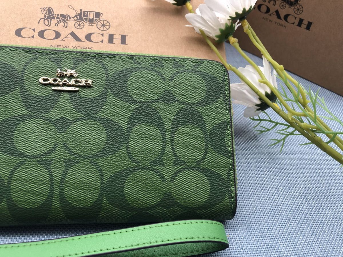 COACH 財布 コーチ 長財布 グリーン 新品未使用 レディース プレゼント