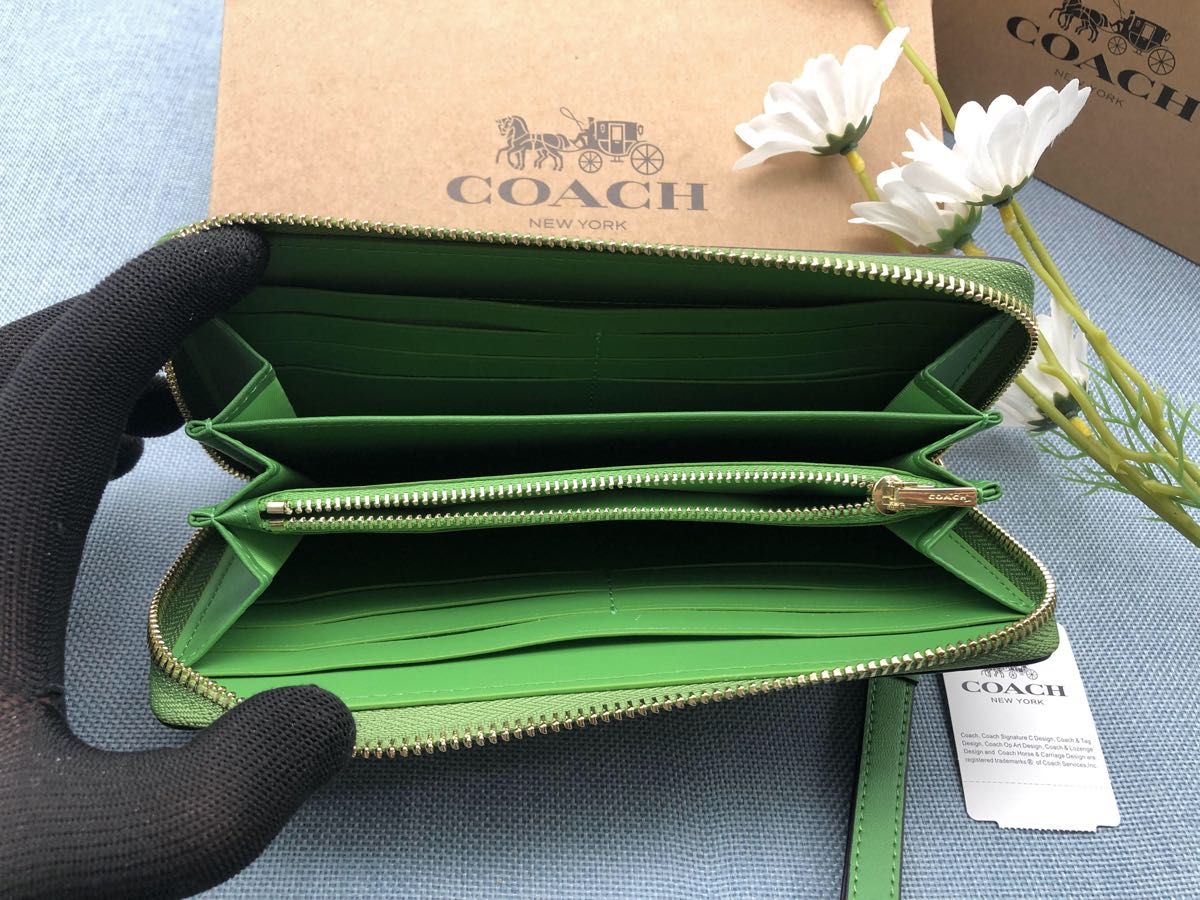 COACH 財布 コーチ 長財布 グリーン 新品未使用 レディース プレゼント