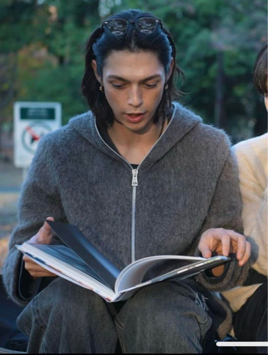 OUR LEGACY FULL ZIP HOOD GREY MOHAIR /アワーレガシー 23AW 48