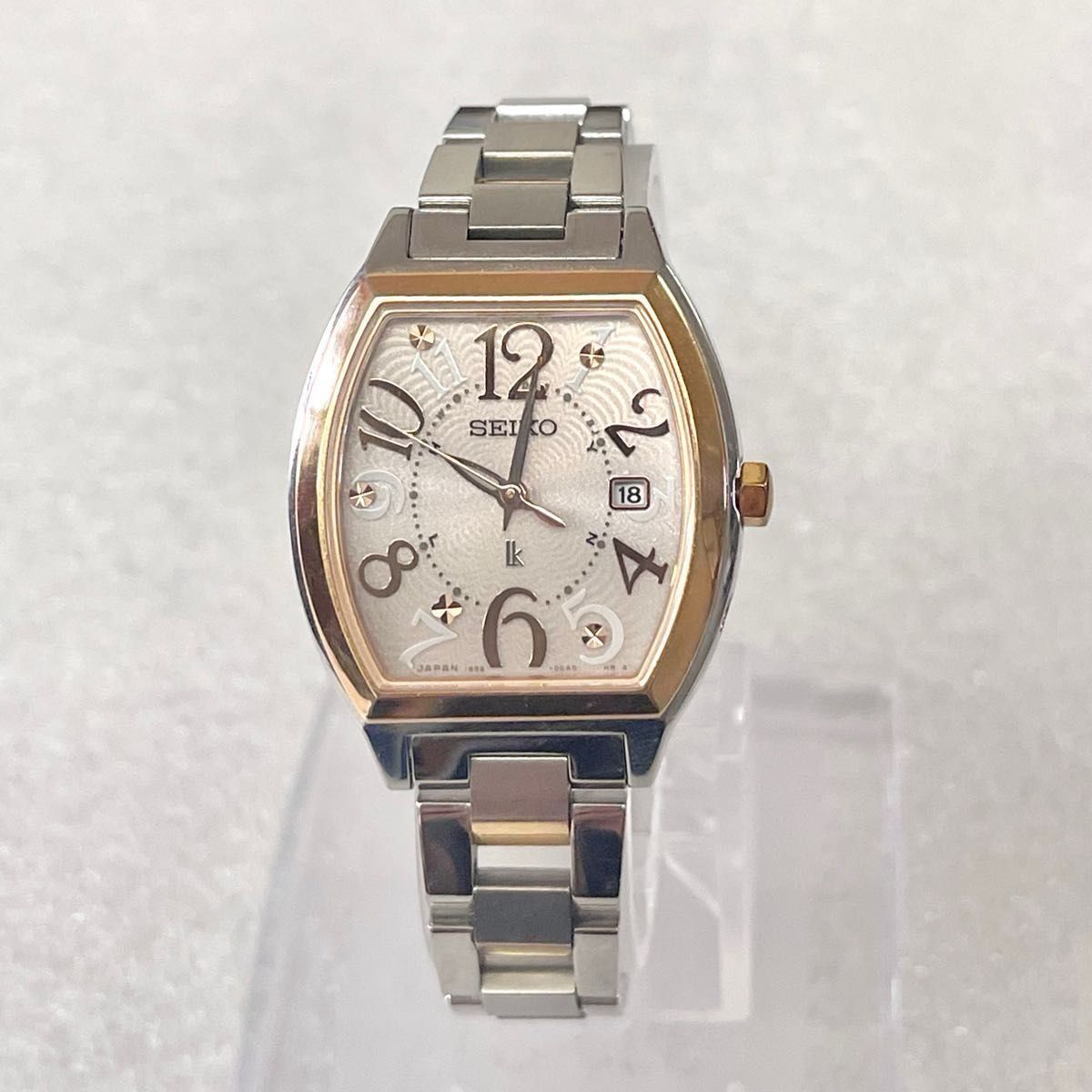稼働 良品 SEIKO lk トノー 電波時計 レディース ピンクゴールド