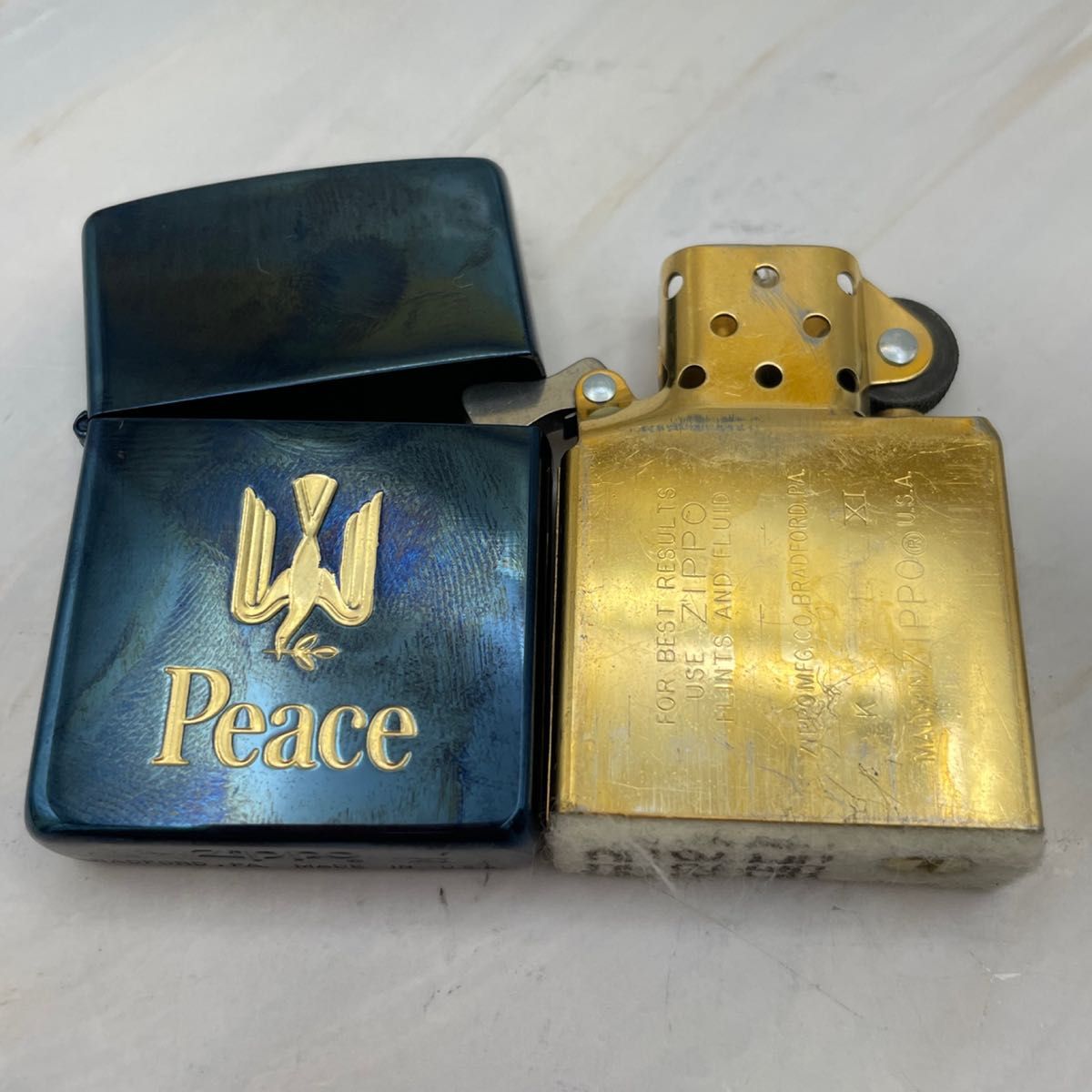 Zippo ジッポー Peace ピース ブルーチタン 1995年製 ビンテージ
