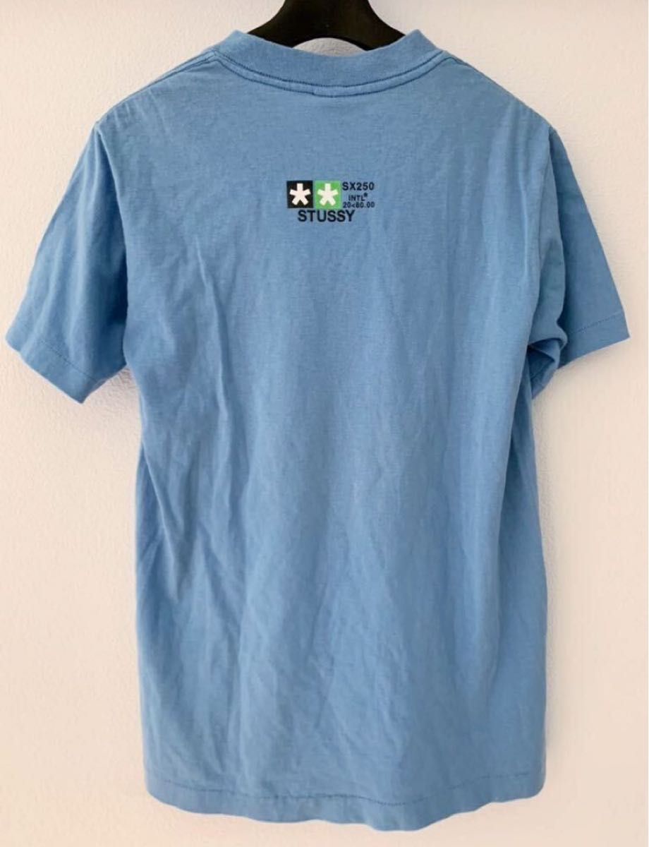 STUSSY 】90s OLD STUSSY SX250 バイク モトクロス Tシャツ 水色
