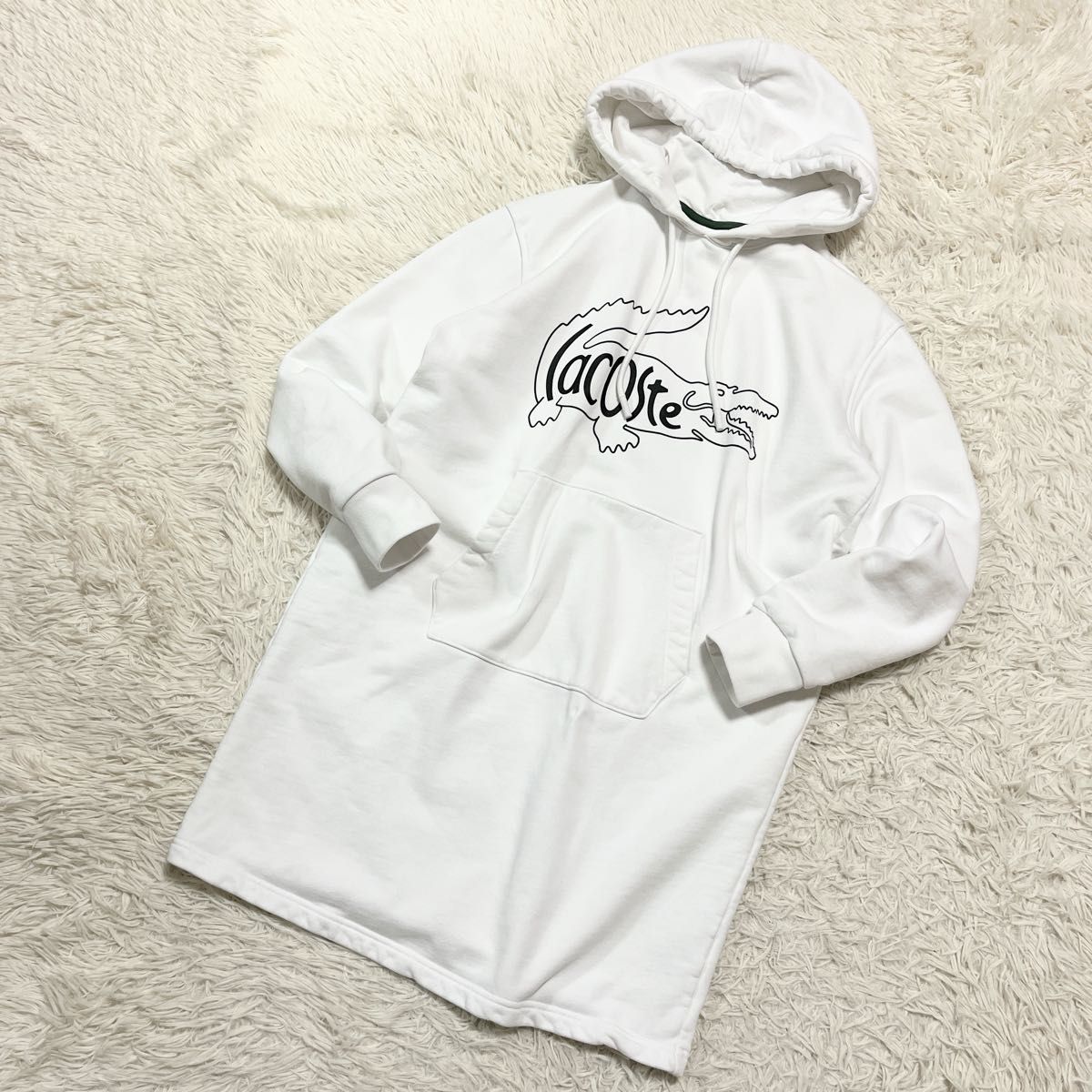美品 LACOSTE ラコステ スウェット パーカー ワンピース フーディー L