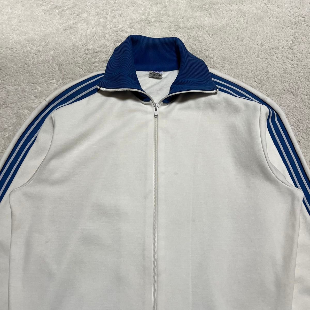 70s 西ドイツ adidas トラックジャケット 白x 青 4(ML相当)｜Yahoo