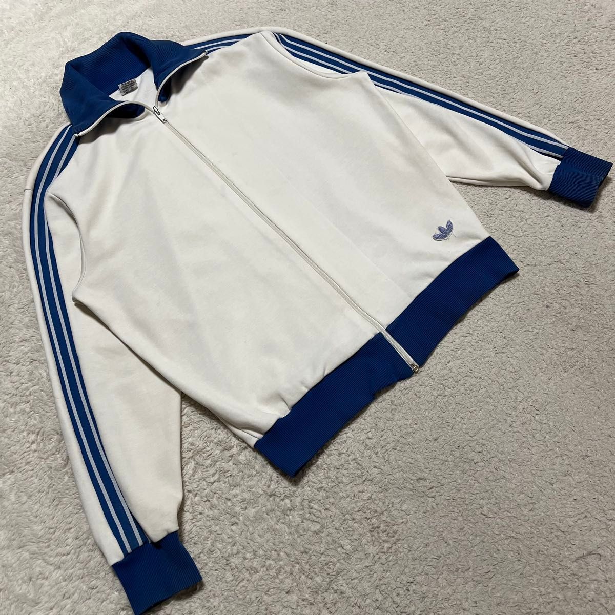 70s 西ドイツ adidas トラックジャケット 白x 青 4(ML相当)｜Yahoo