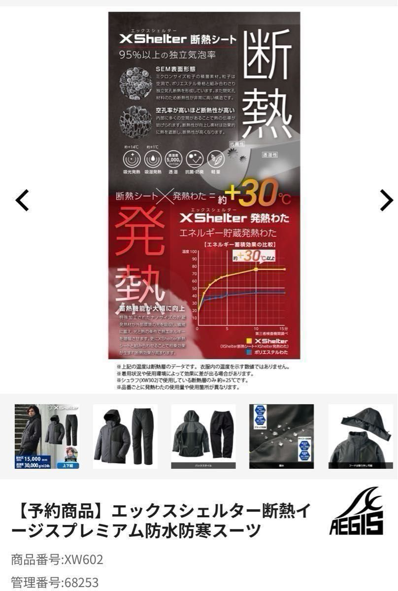 エックスシェルター断熱イージスプレミアム防水防寒スーツ 新品 未使用