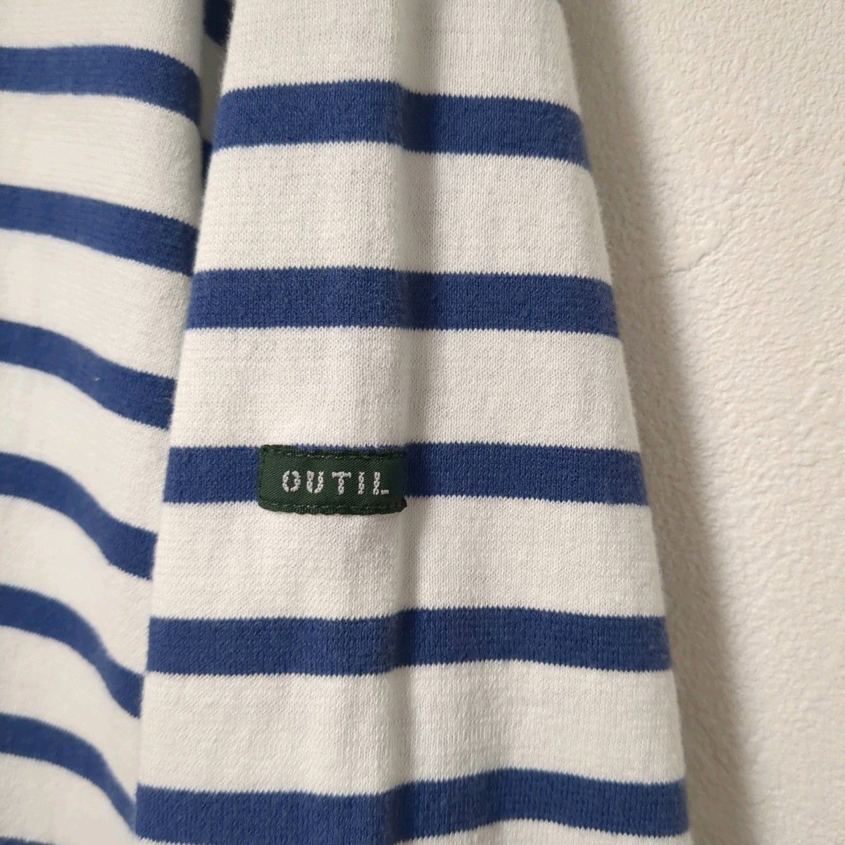 OUTIL 白×青ボーダーカットソー長袖バスクTシャツ0 /ウティブルー常田