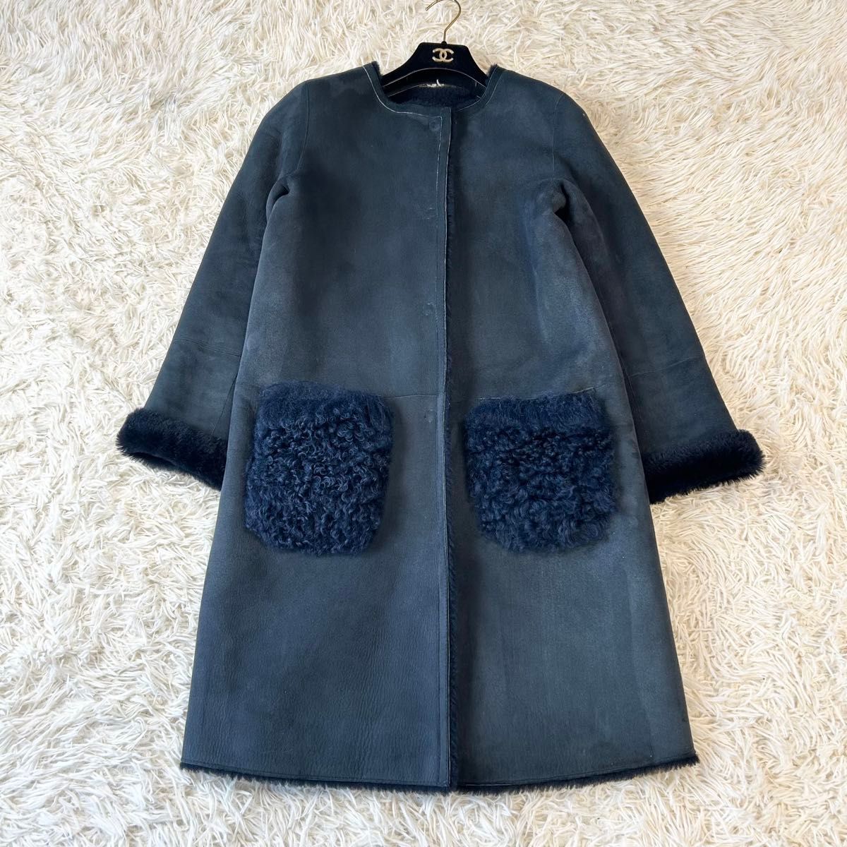 タラジャーモン 定価19万 高級 リバーシブルムートンコート ネイビー