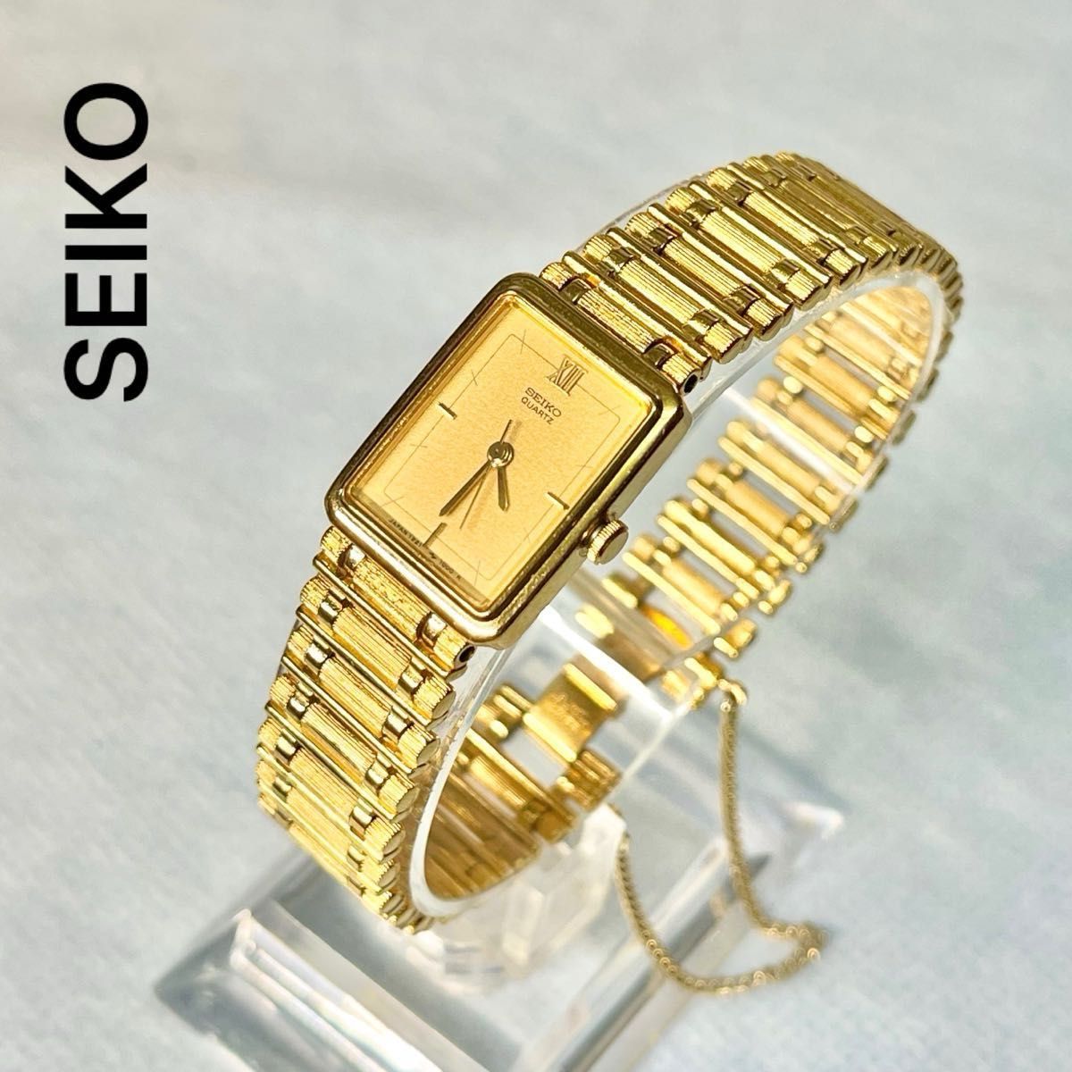 稼働 超美品 SEIKO レディース腕時計 ゴールド レクタンギュラー