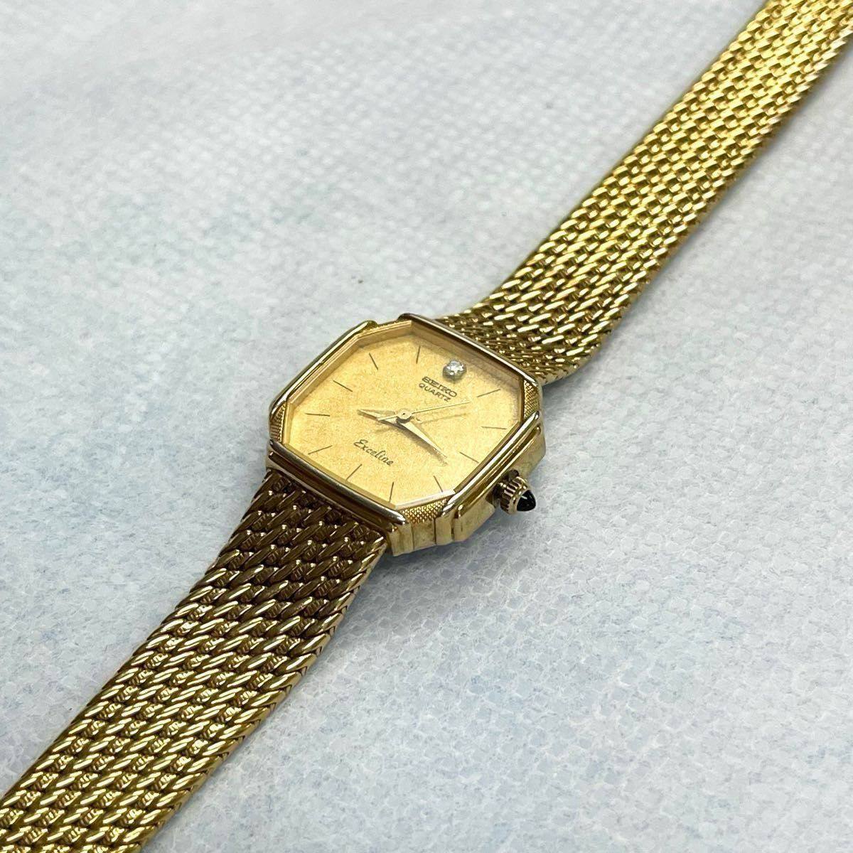 稼働 美品 SEIKO EXCELINE 80年代 エクセリーヌ ダイヤモンド セイコー