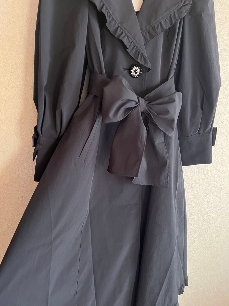 新品 雑誌掲載品 定価5 8万 M'S GRACY コート フリル 黒 ロング