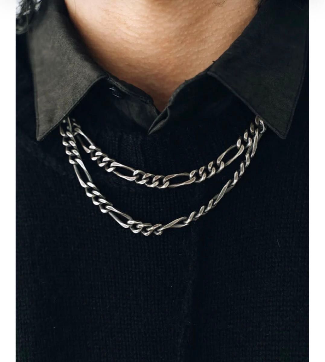 3way Antique Silver Chain Necklace シルバー アンティーク チェーン