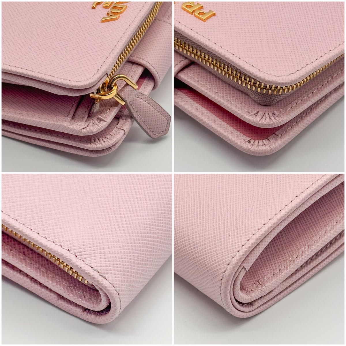 PRADA プラダ 二つ折り財布 ピンク サフィアーノ コンパクト ミニ 二