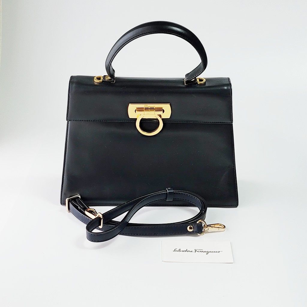 Salvatore Ferragamo フェラガモ レザー 2way ハンドバッグ ショルダー