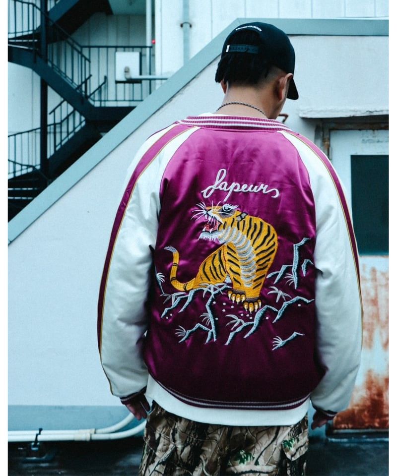 SAPEur SNVG REVERSIBLE SOUVENIR JACKET BURGUNDY/BLUE S サプール