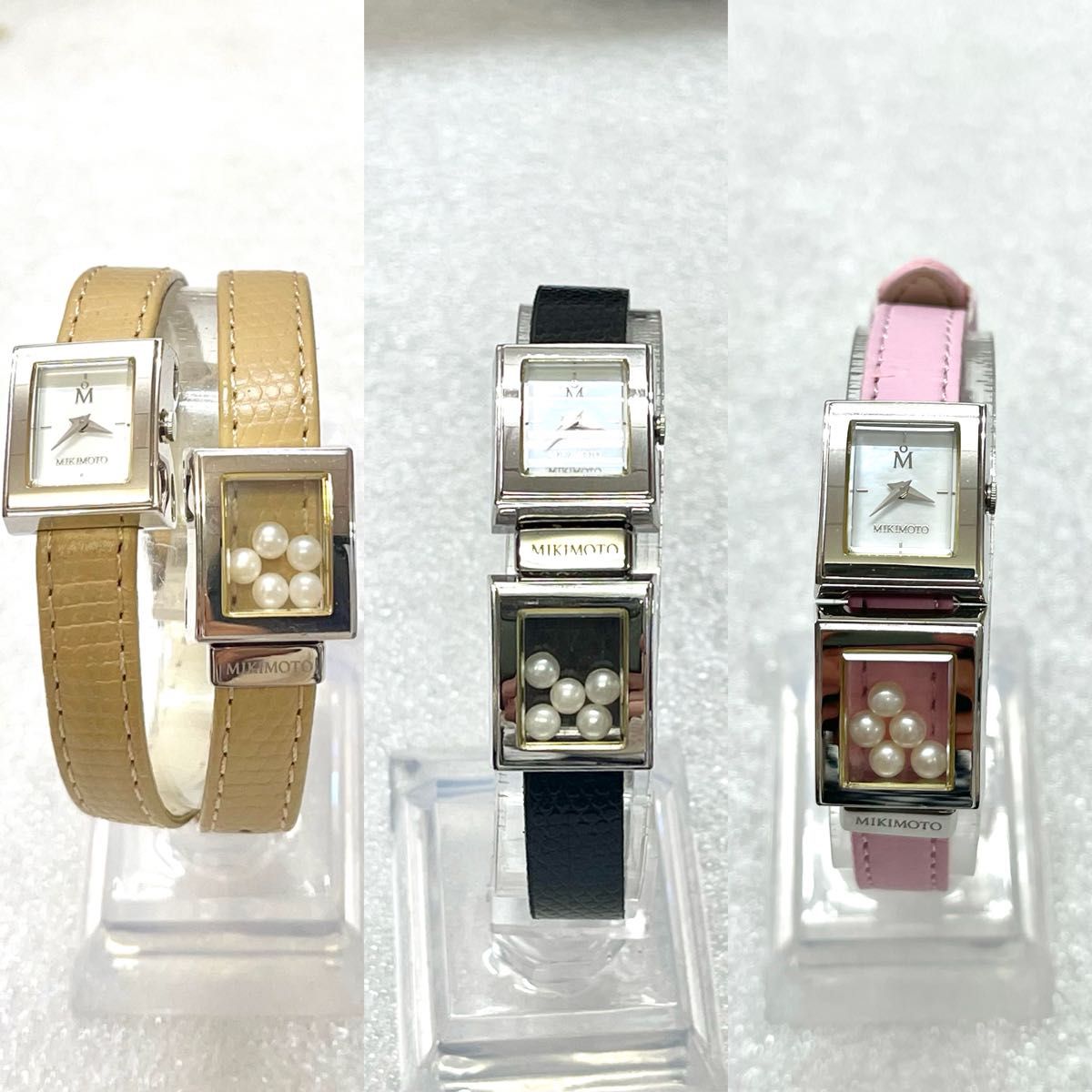 稼働 MIKIMOTO 時計 二重巻 ツーケース 本真珠 ミキモト パール