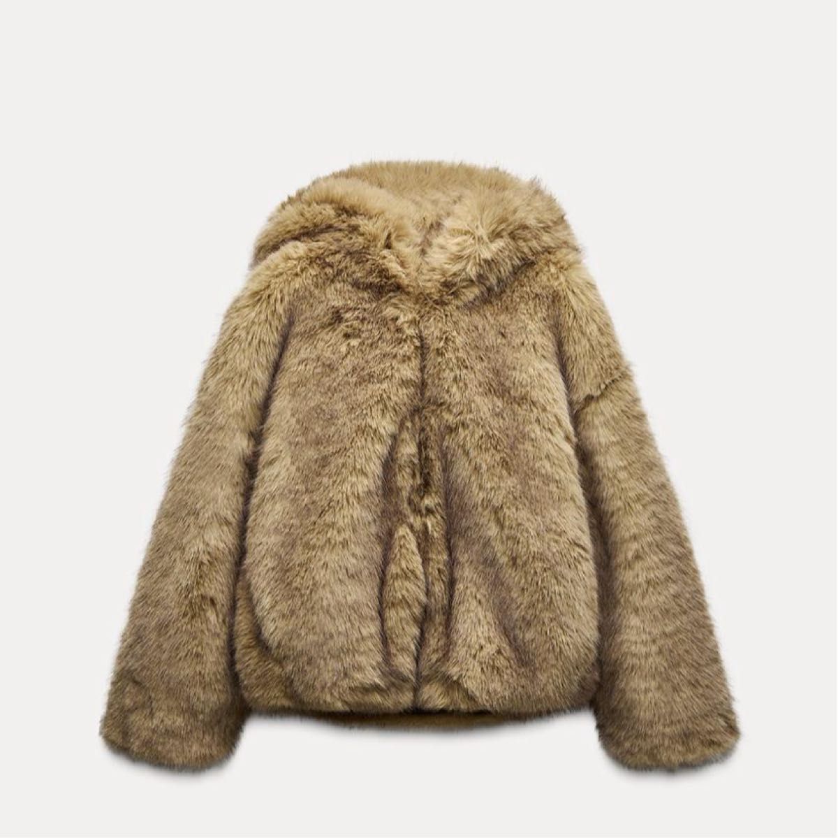 新品タグ付きZARA フェイクファー フード付きコート ファー アウター