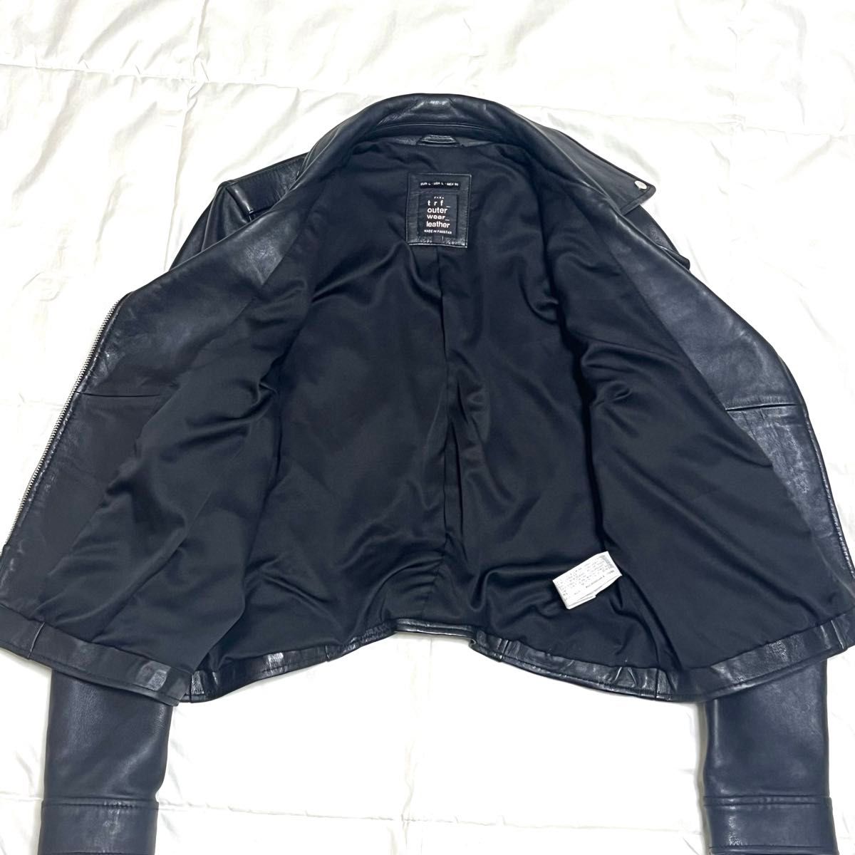 美品】ザラ レザージャケット ダブルライダース ラムレザー 黒