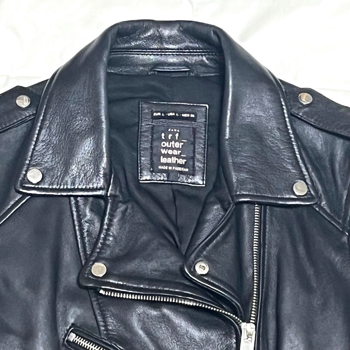 美品】ザラ レザージャケット ダブルライダース ラムレザー 黒