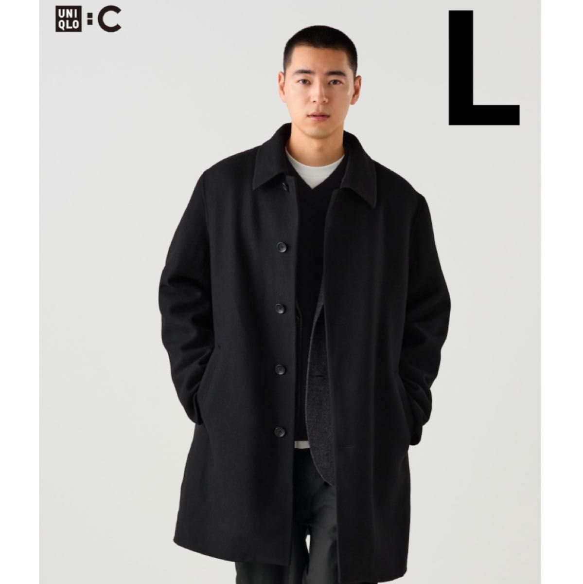 UNIQLO C ユニクロC ダブルフェイスコート BLACK ブラック Lサイズ