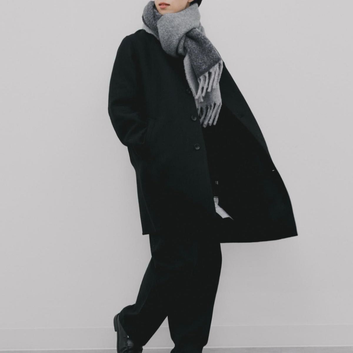 UNIQLO C ユニクロC ダブルフェイスコート BLACK ブラック Lサイズ