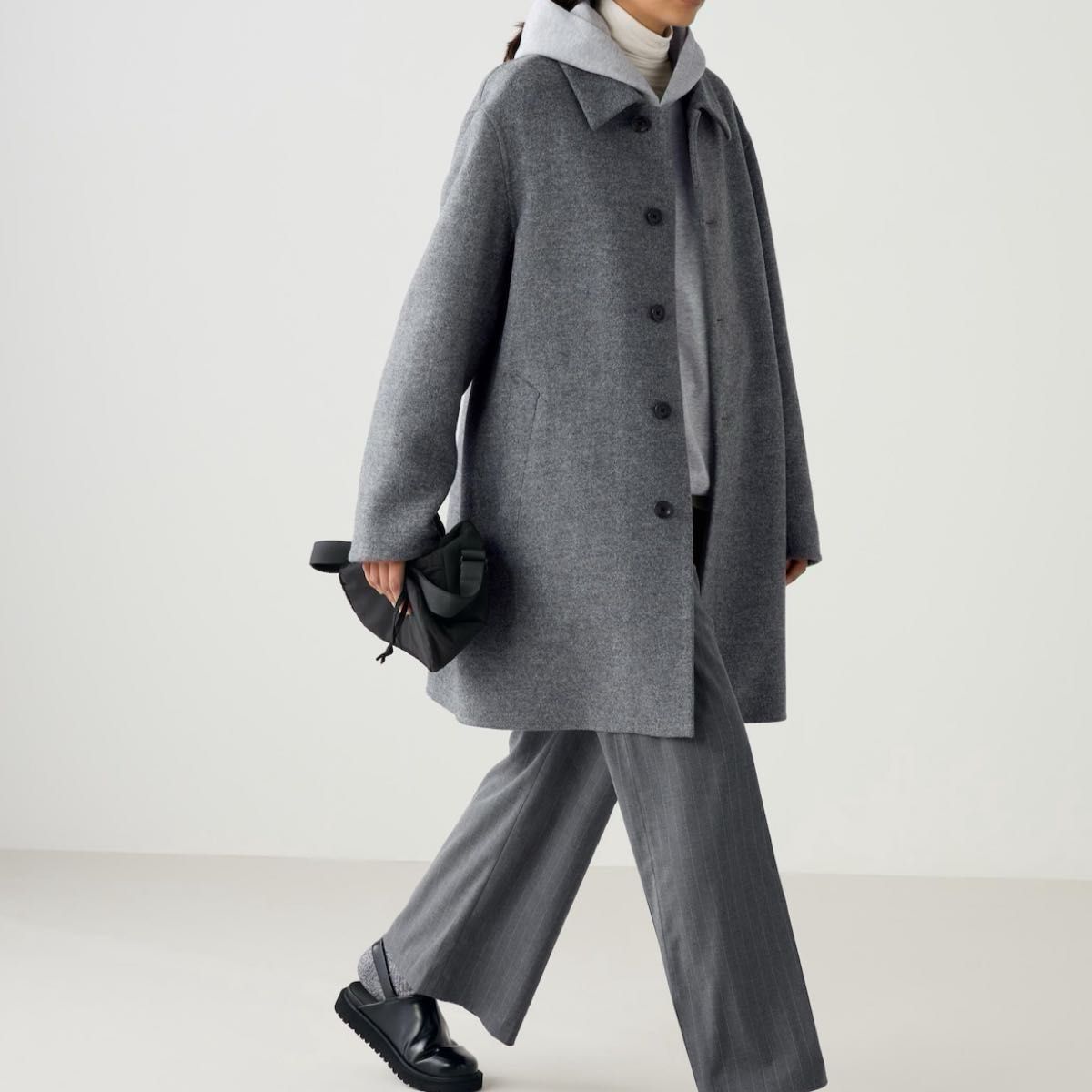 UNIQLO C ユニクロC ダブルフェイスコート BLACK ブラック Lサイズ