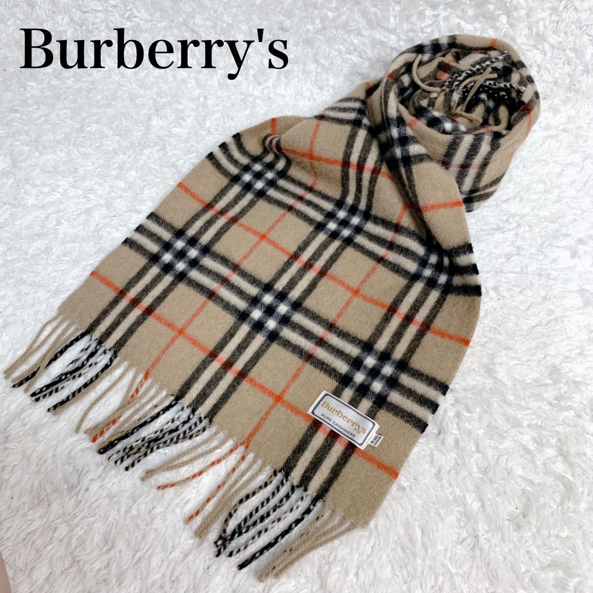 Burberry's 純カシミヤ マフラー チェック柄 白タグ ヴィンテージ