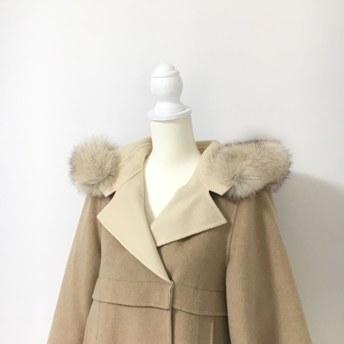 美品 FOXEY フォクシー カシミヤ100% ファー ダブルフェイス コート