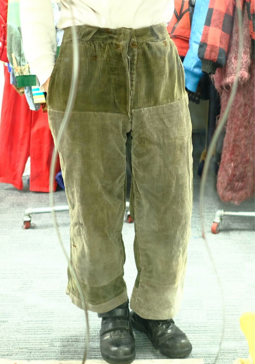 1940s フランス ダミアンコーデュロイ ワークパンツ パッチワーク 古着