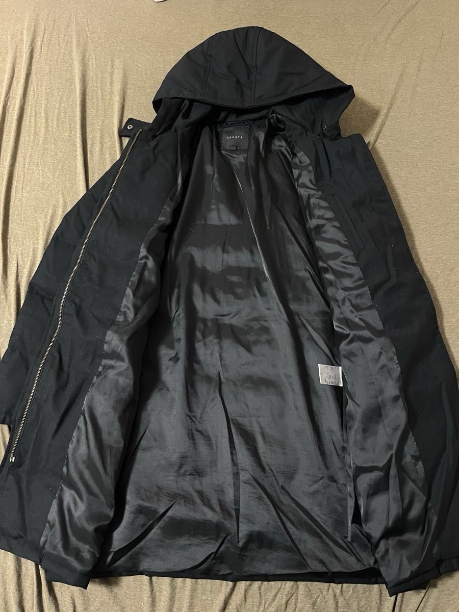 美品 theory セオリー ダウンコート ダッフルフード付き ブラック S