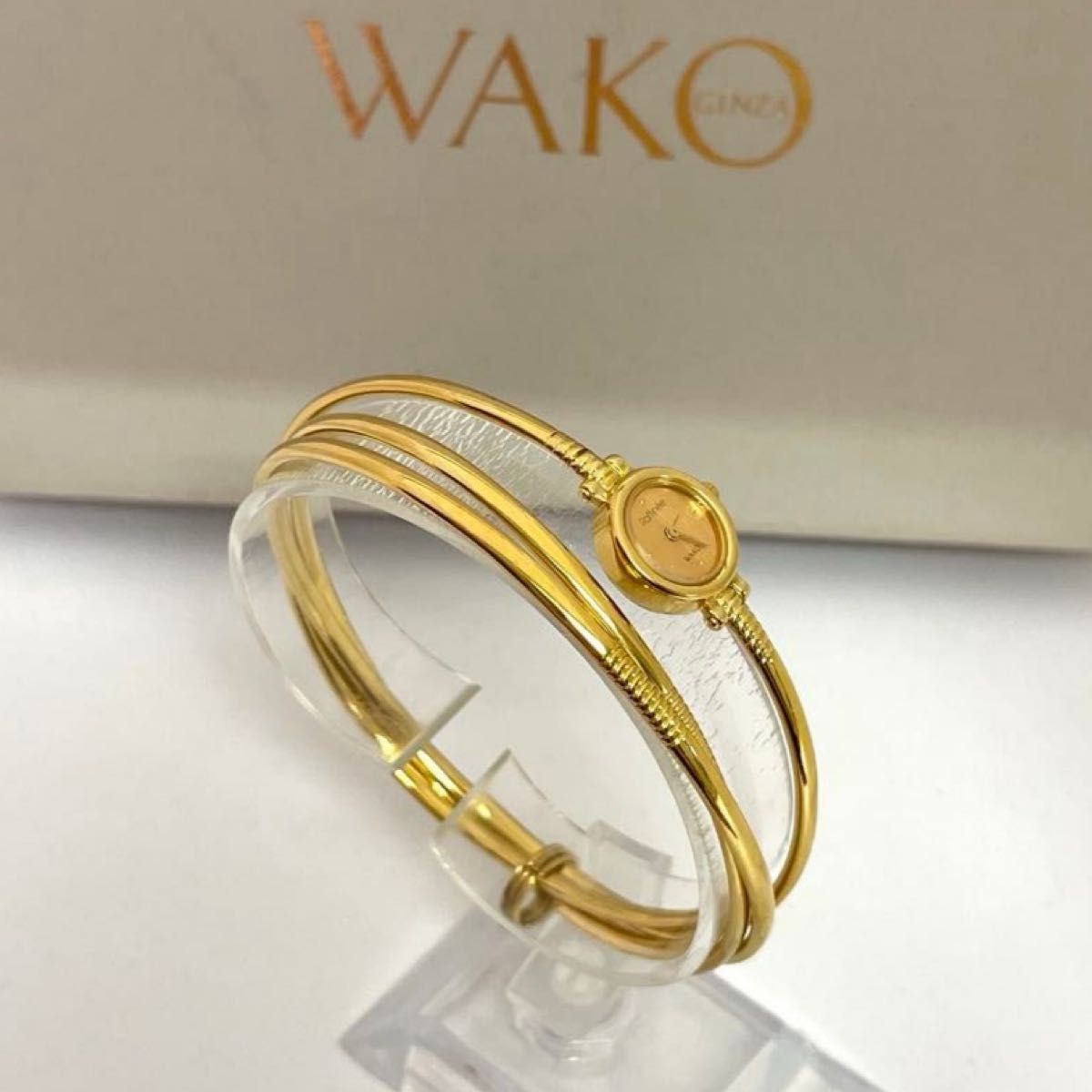 稼働 良品 WAKO バングルウォッチ レディース腕時計 銀座和光 3連