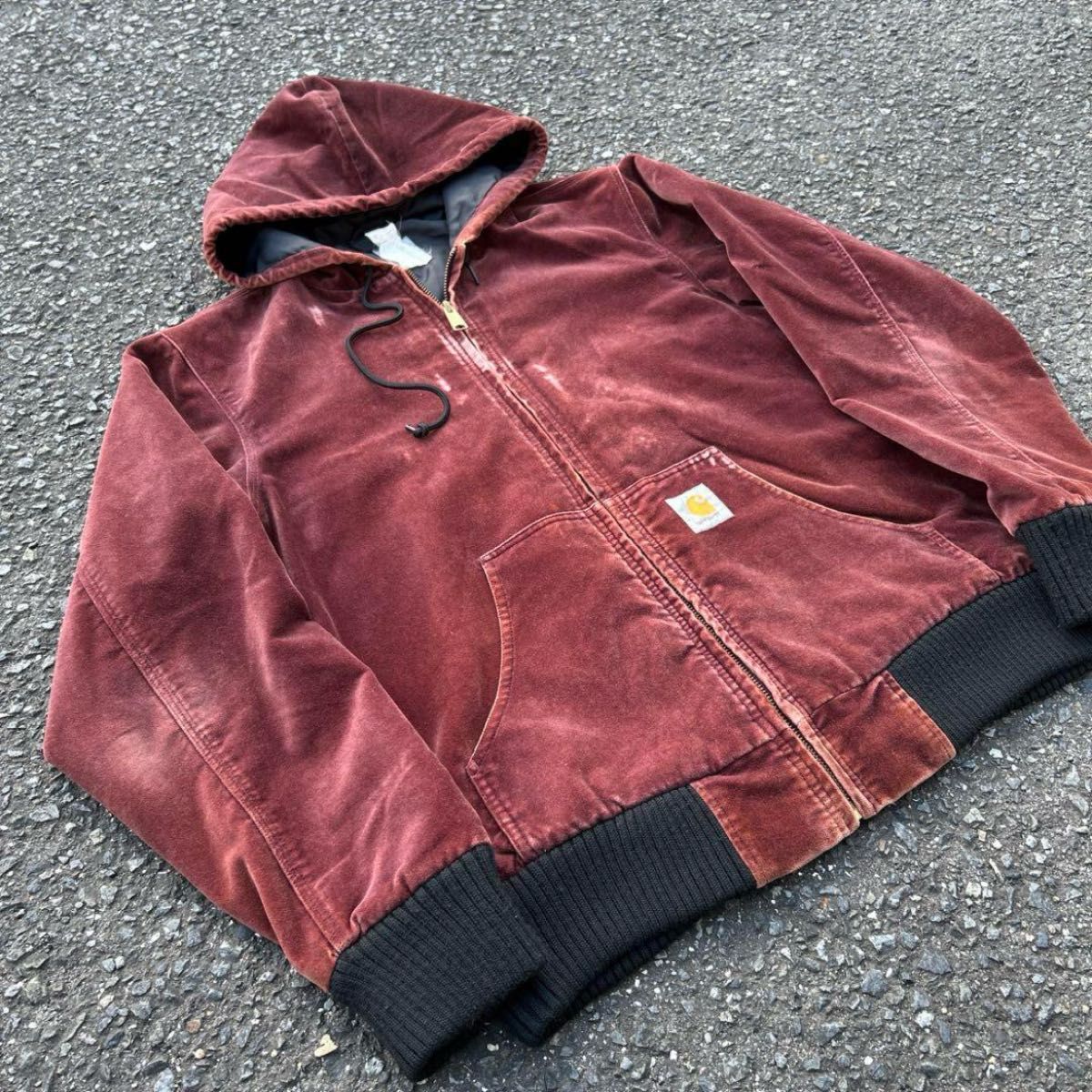 carhartt アクティブジャケット パーカー ベロア バーガンディ 希少
