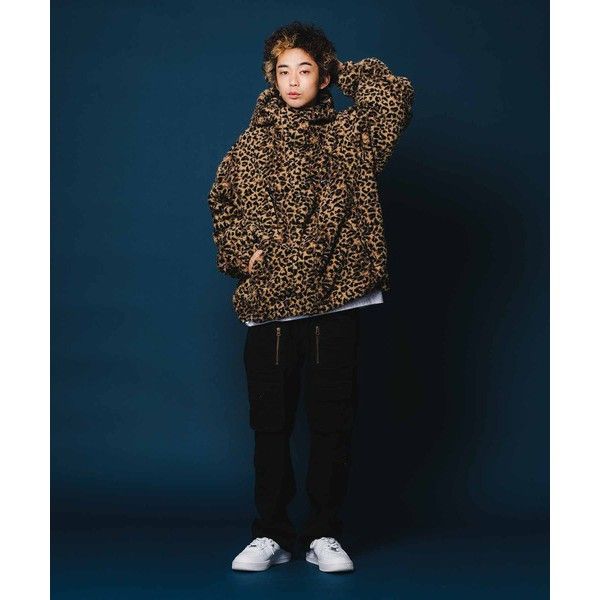 X-LARGE 22AW レオパード ボアフリースジャケット L 美品 ロゴ フード