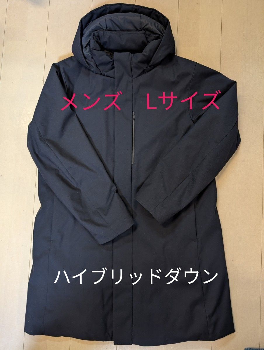 美品】ユニクロ ハイブリッドダウンコート メンズ Lサイズ ネイビー