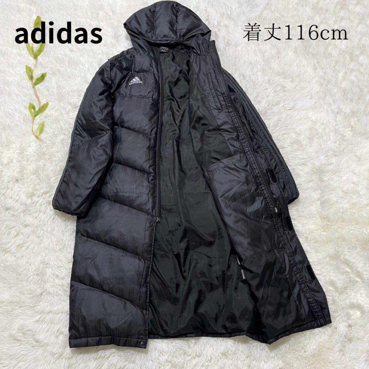 adidas ベンチコート フード ブラックライン M アディダス ロング