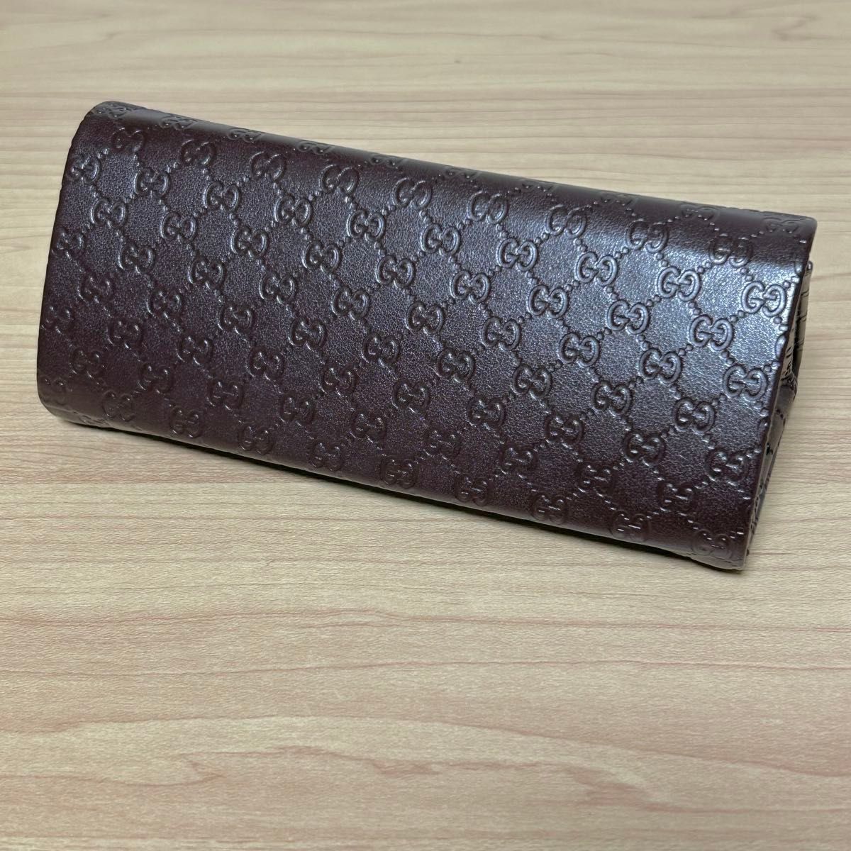 GUCCI グッチ メガネケース シマ サングラスケース レザー 革 濃茶