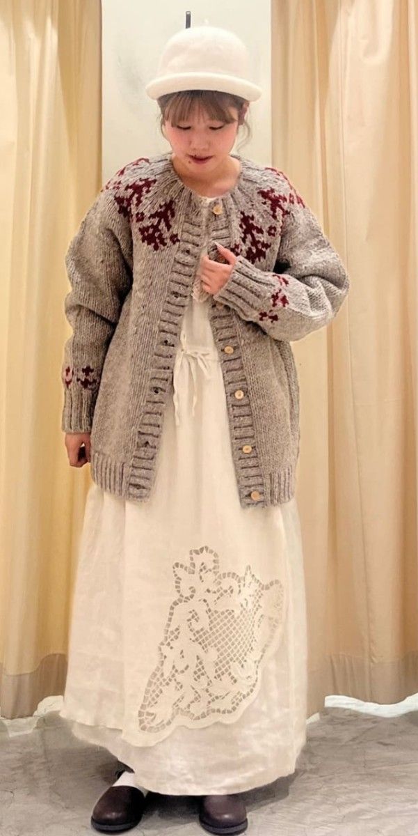 ツハルTSUHARU【ペルーニット】ジャカードニットカーディガン新品