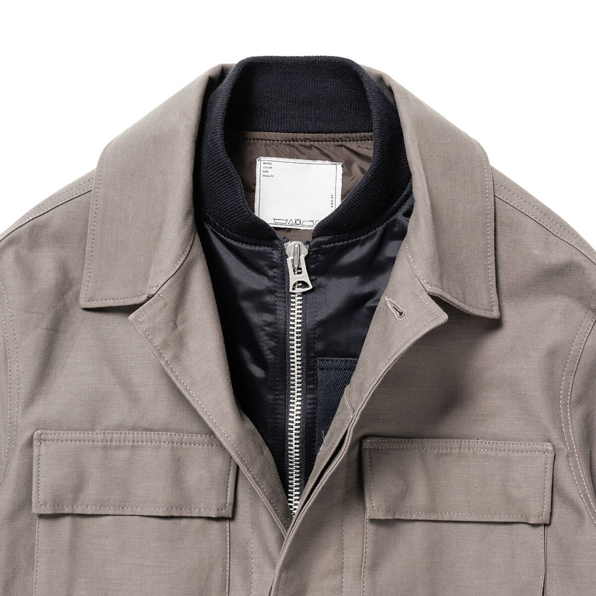 SACAI × WTAPS COTTON BACK SATIN JACKET 02 BEIGE XLサイズ サカイ