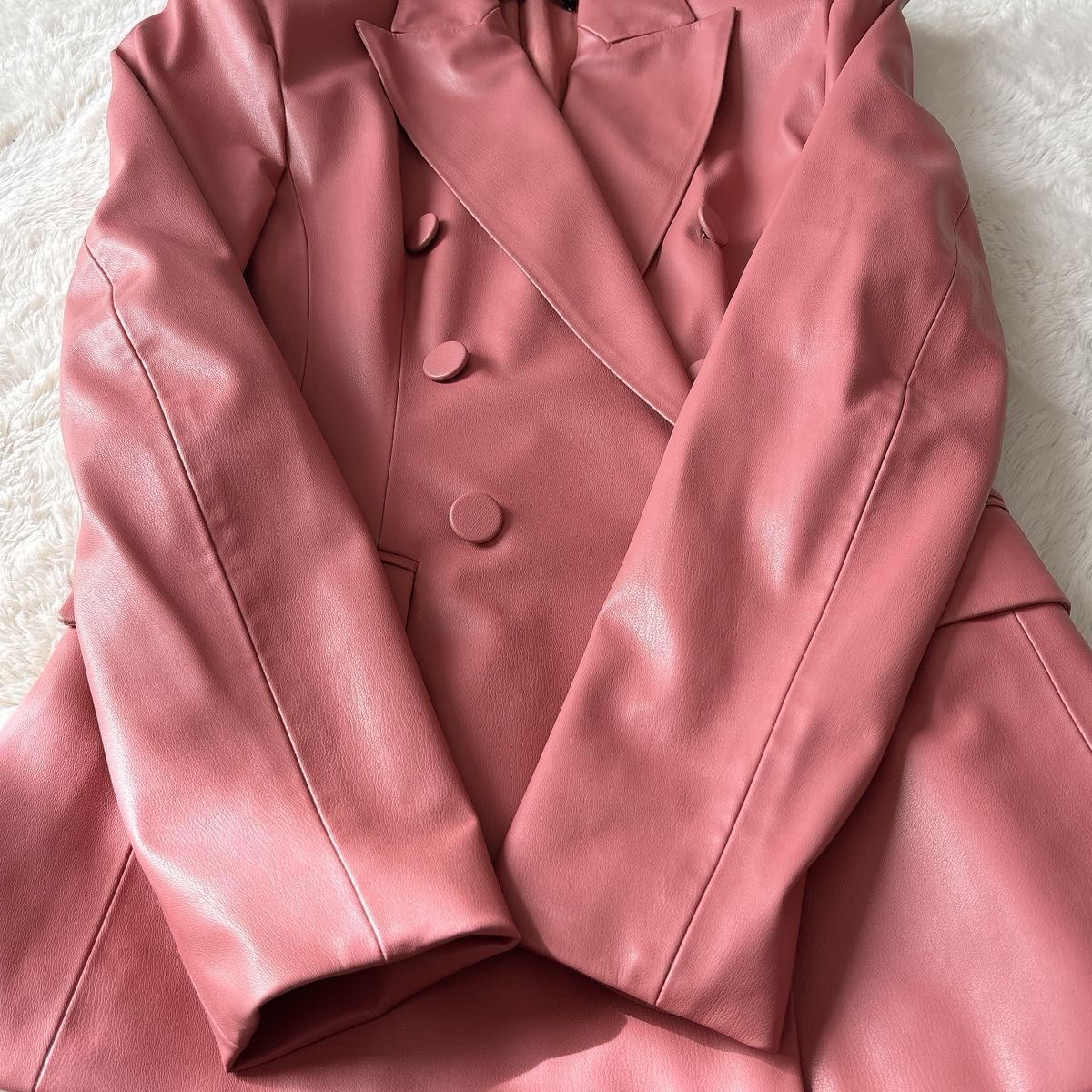 美品】ZARA エコレザー ダブルブレスト ザラ ブレザー テーラード
