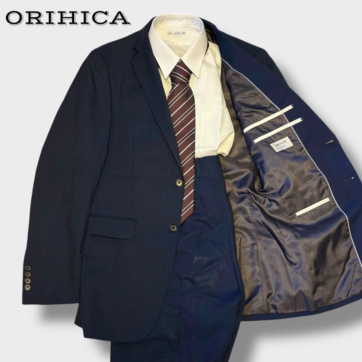 ORIHICA オリヒカ セットアップ ビジネススーツ ストライプ 総裏地 Y7