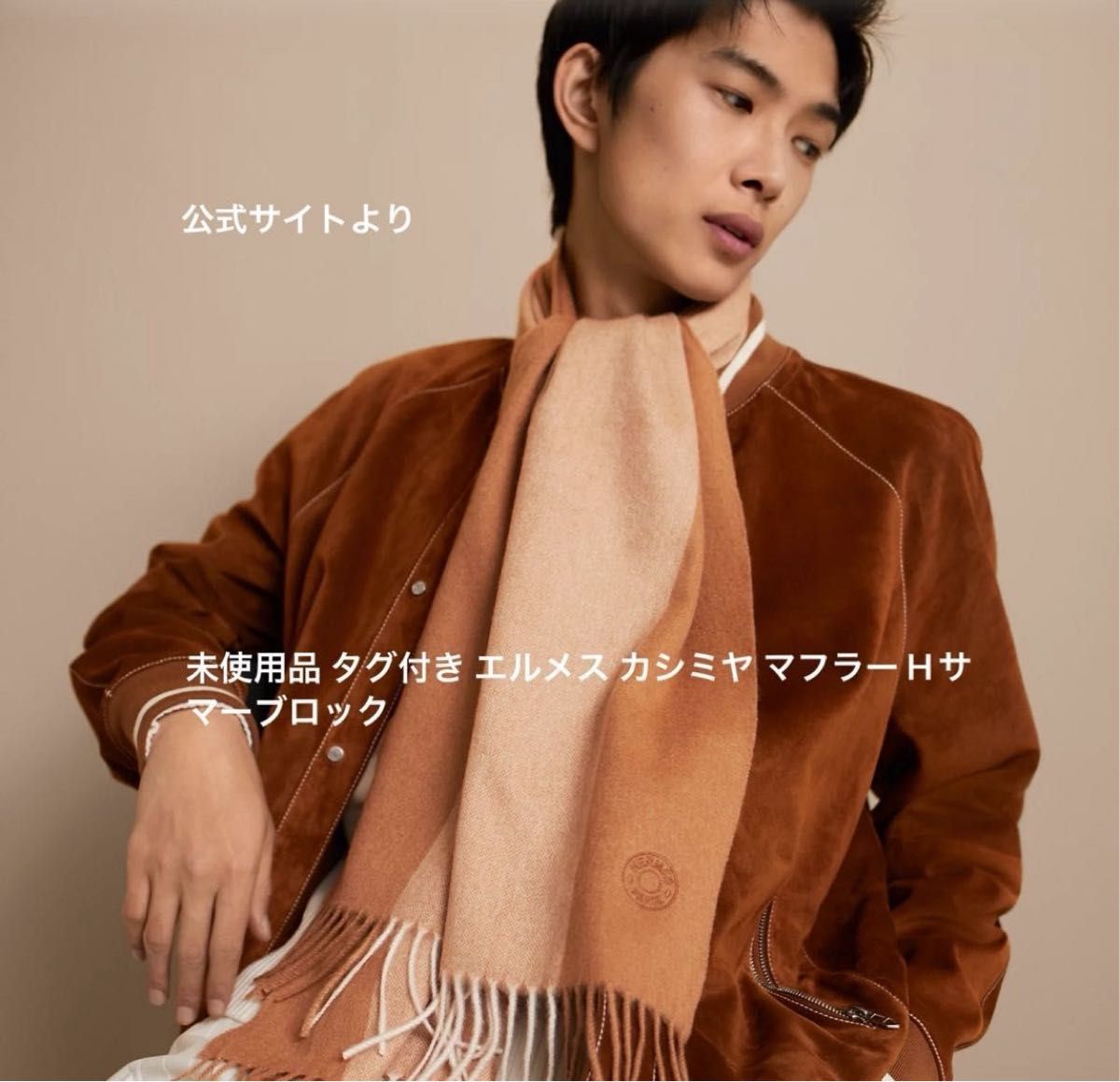 未使用品 タグ付き エルメス カシミヤ マフラー Hサマーブロック
