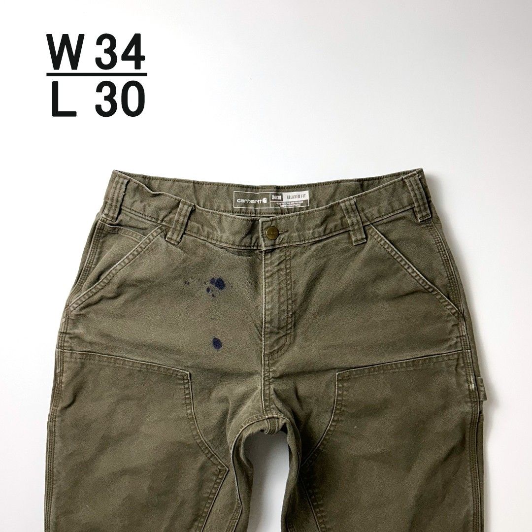 carhartt ダブルニー モスグリーン W34 L30 ペインターパンツ