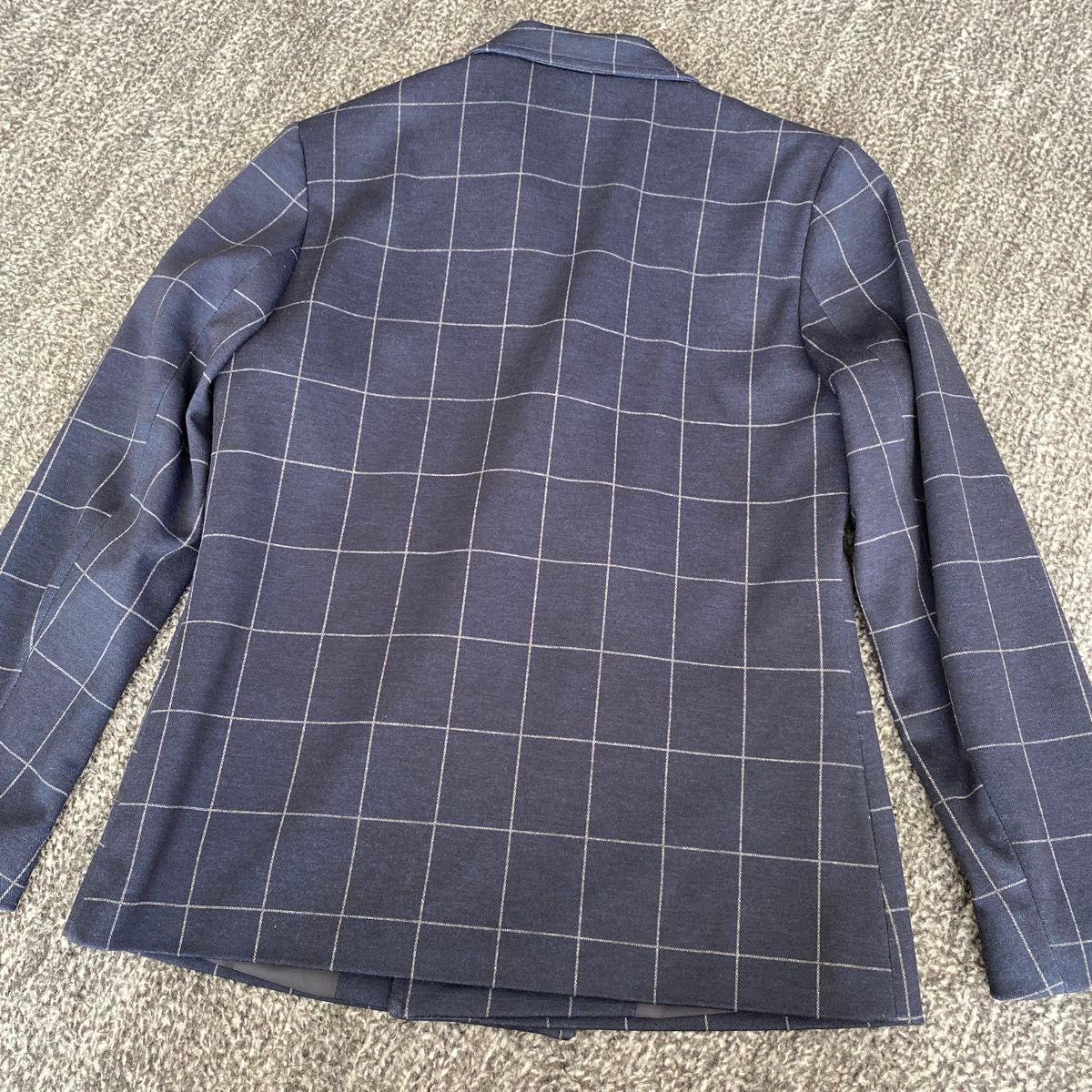 ZARA ネイビー チェック柄 ダブルブレスト スーツジャケット チェック