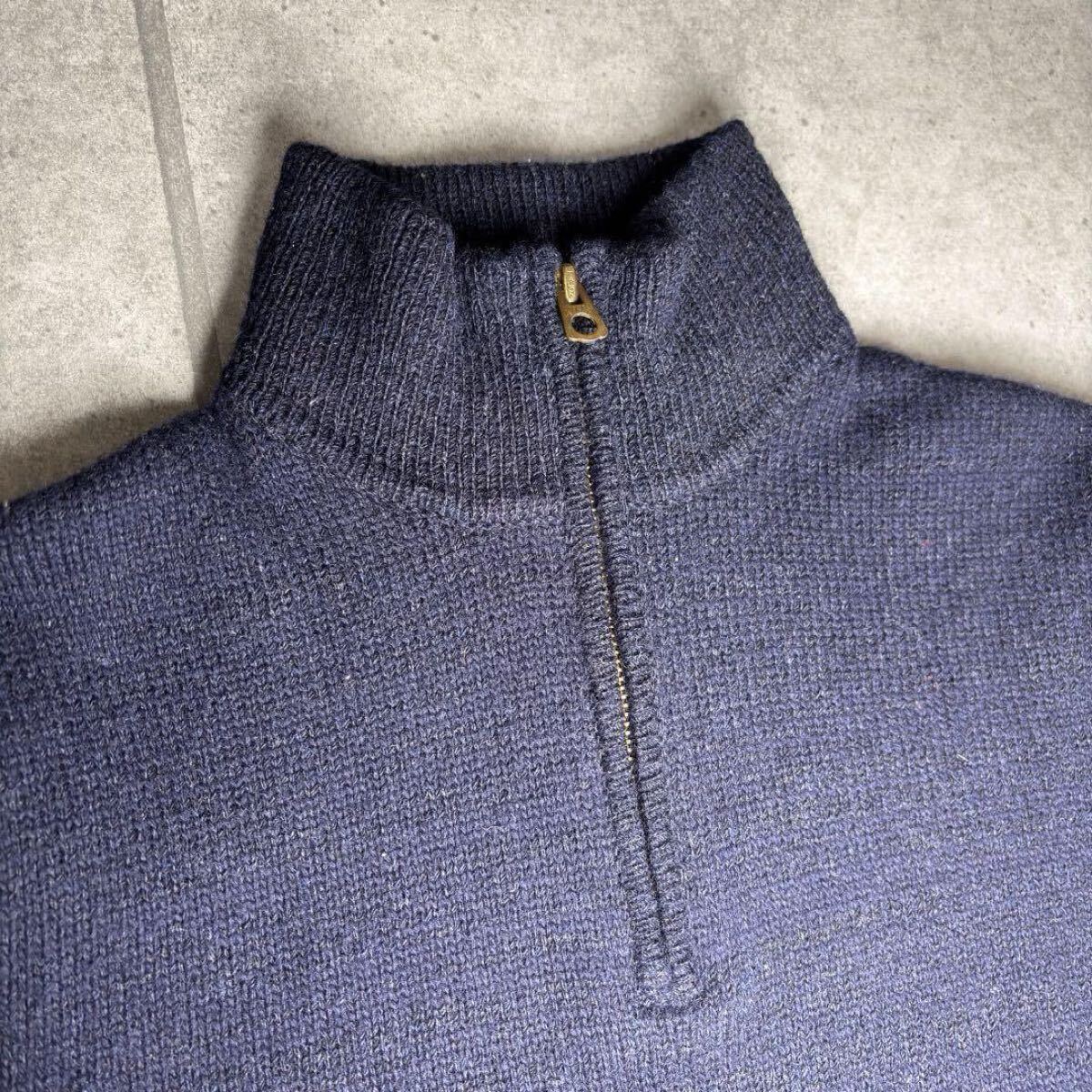 RRL ニット ハーフジップ ボーダー TALONジップ 長リブ ウール 逸品