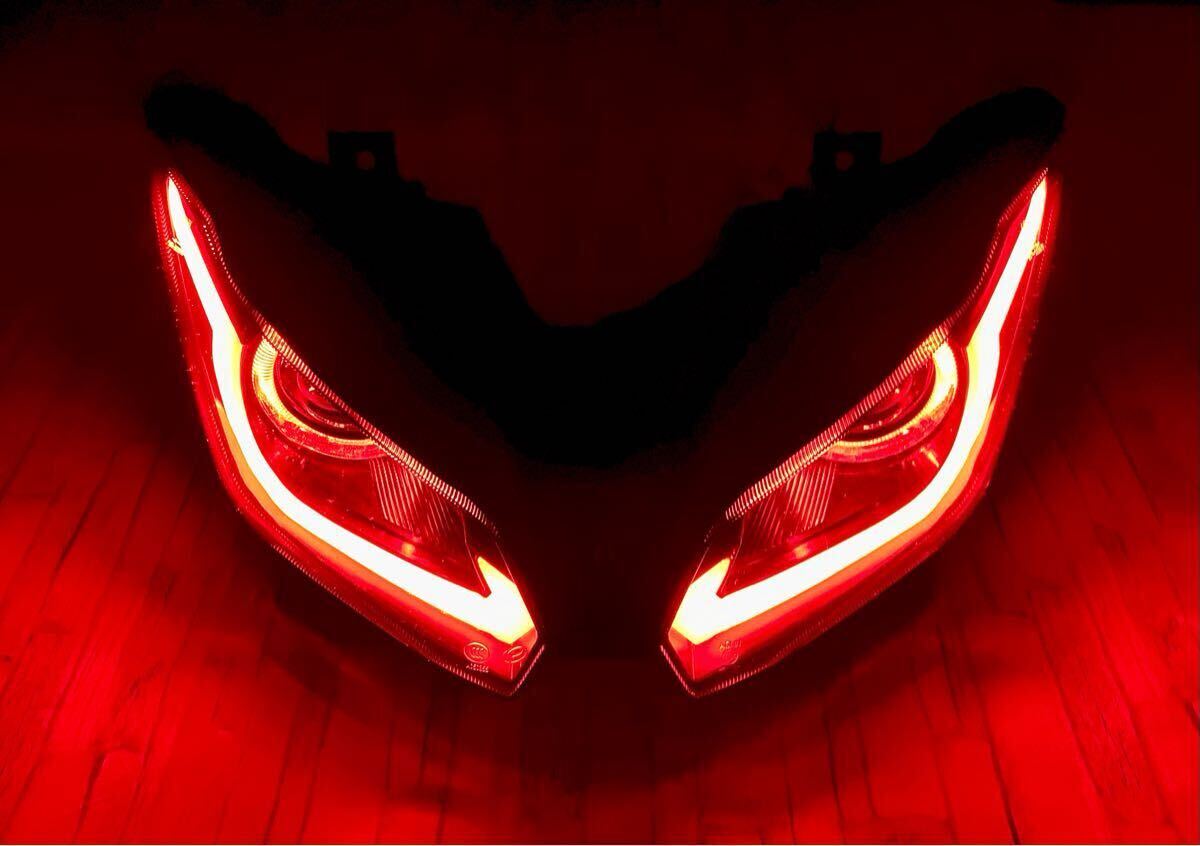 おひとつ限り 】NINJA250 EX250L ZX-6R用 カスタムLEDヘッドライト 赤