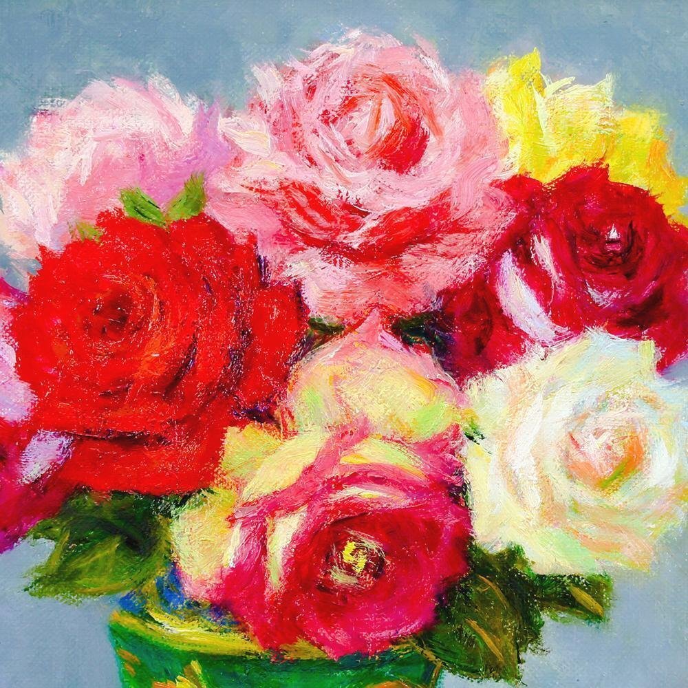 881☆油彩 伊藤辰作 「バラ」 静物画 薔薇 SM号 1970年 薔薇」 by