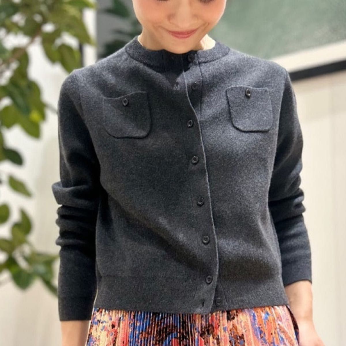 新品未使用 CABaN コットンカシミヤ クルー ネックカーディガン