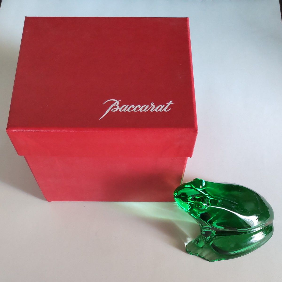 バカラ Baccarat カエル 大 緑 クリスタル ガラス 置物 フランス